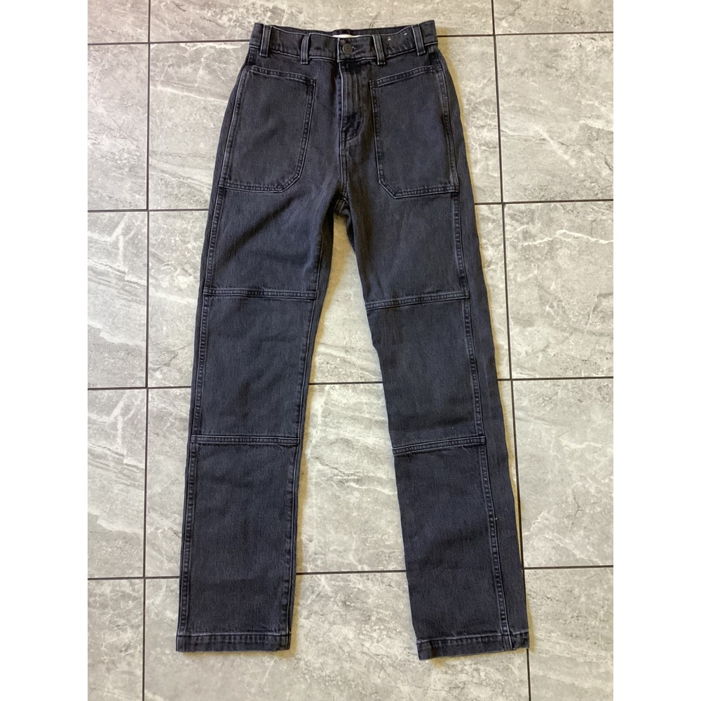 Madewell 90s Straight Leg Jeans Washed Black Double Knee Utility DM7520 Size 24